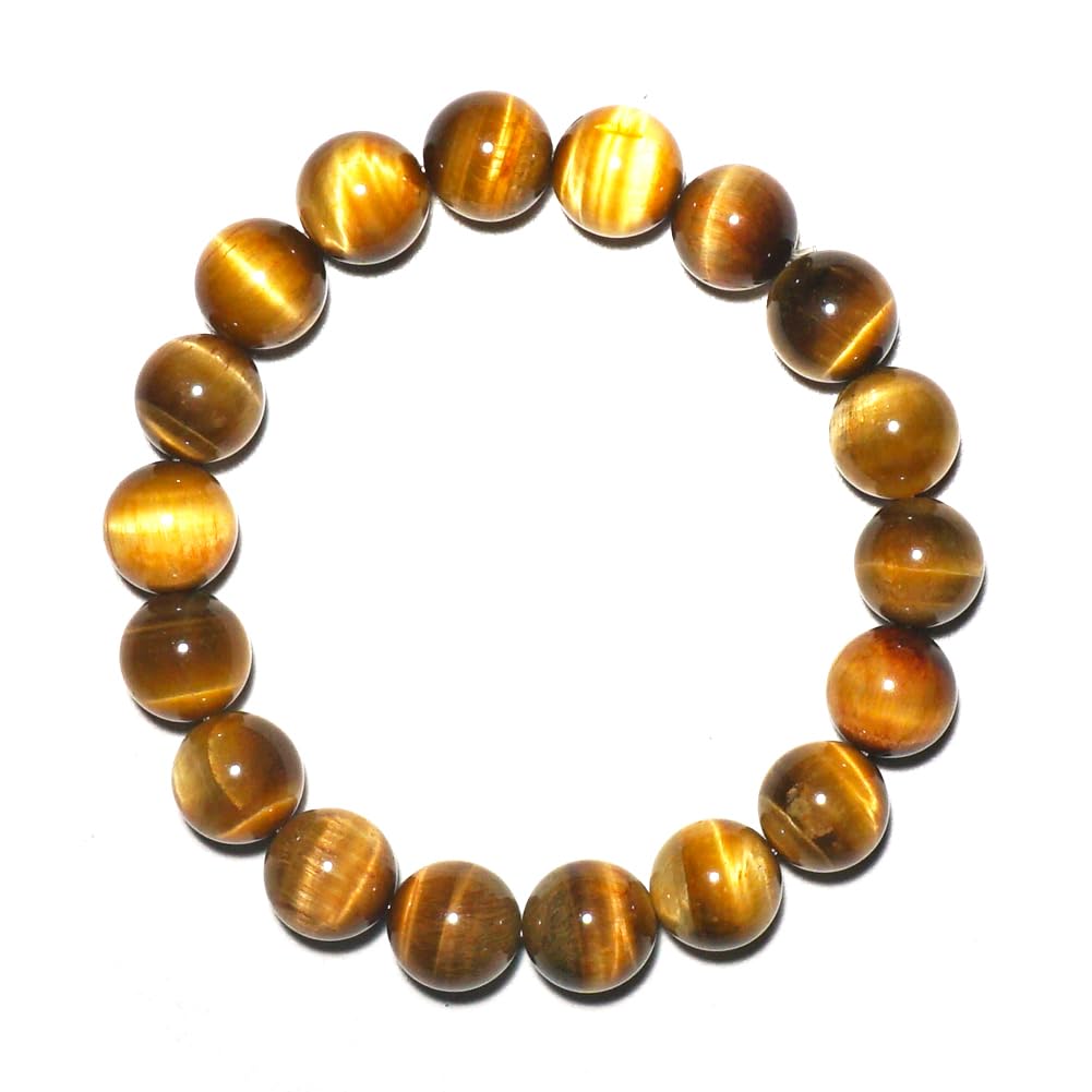 TaHLga Golden Tigers Eye Crystal Bracelet for Men Women 12mm |Natural Solar Plexus Chakra Stone | Bring Wealth & Protection | Fits for Large Wrist 8-8.5" | Come with Box & Pouch