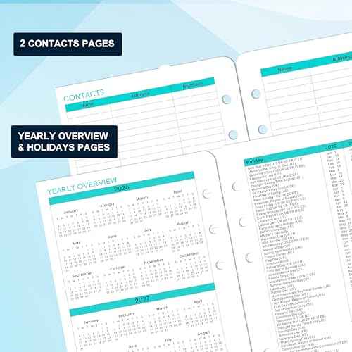 2026 Planner Refills - A5 Planner Inserts with 7-Hole Punched, JAN 2026 - DEC 2026, 5-1/2" x 8-1/2", Planner Refills 2026, A5 Binder Inserts, 2026 Weekly and Monthly Planner Refill with Colorful Tabs