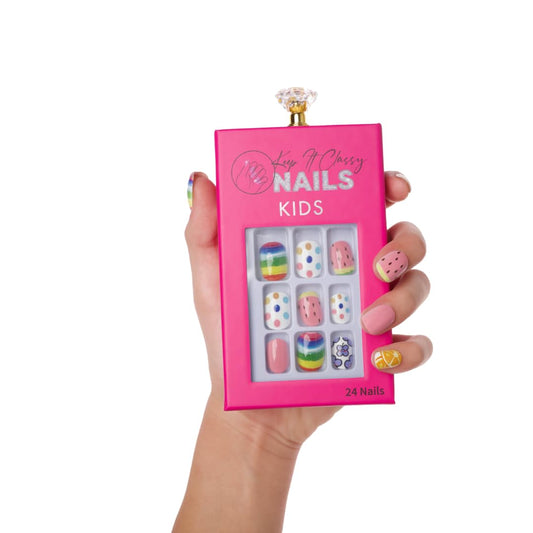 Keep It Classy Kids Friendly Press-On Nails Kit by Monyetta Shaw || Multi Play Date, Kids Size || Reusable, Vegan, Non-Toxic, Easy Application