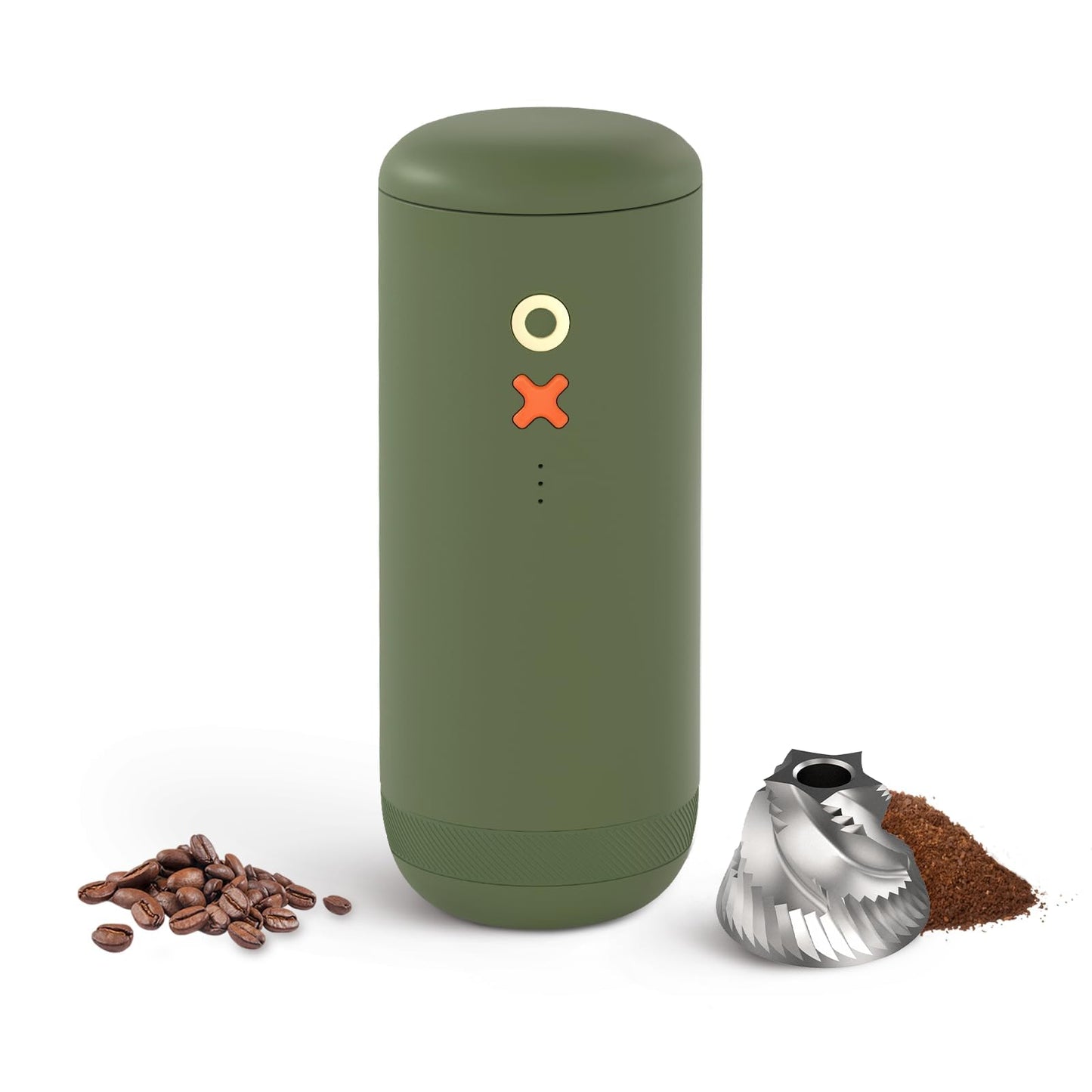 Nuttii Burr Coffee Grinder – Electric, Portable, Small, Quiet Adjustable Mini Conical Burr Coffee Bean Mill, 20 Grind Settings for Espresso, Pour-Over, French Press Moka A TIMEMORE Brand (Olive Green)