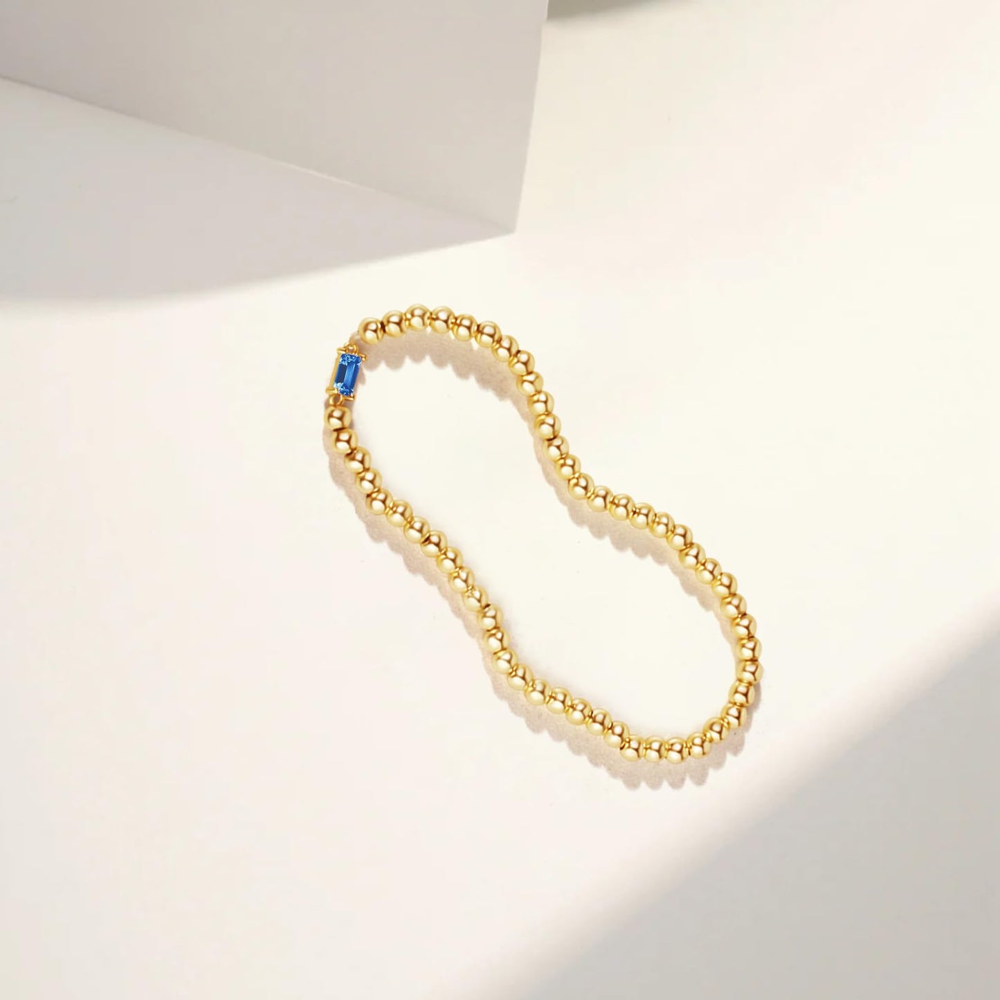 Free bird E newton Bracelets for Women Sapphire Bracelet 14K Gold Plated Handmade Dainty Blue Sapphire Birthstone Beaded Bracelet for Women