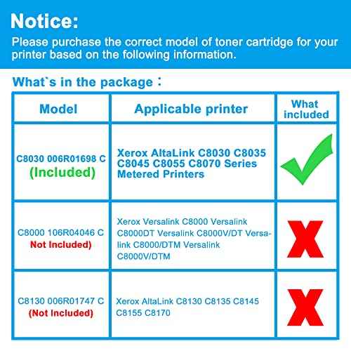 LCL C8030 C8035 C8045 C8055 Toner Cartridge Replacement for Xerox AltaLink C8030 C8035 C8045 C8055 C8070 006R01698 6R1698 High Yield (1-Pack, Cyan)