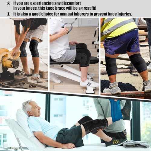 Compression Knee Pads for Women Men Sports 2 Pack Knee Sleeves with Patella Gel Pad & Side Stabilizers, Knee Braces for Knee Support Workout Sports ACL & Arthritis Pain Relief Black (XXL)