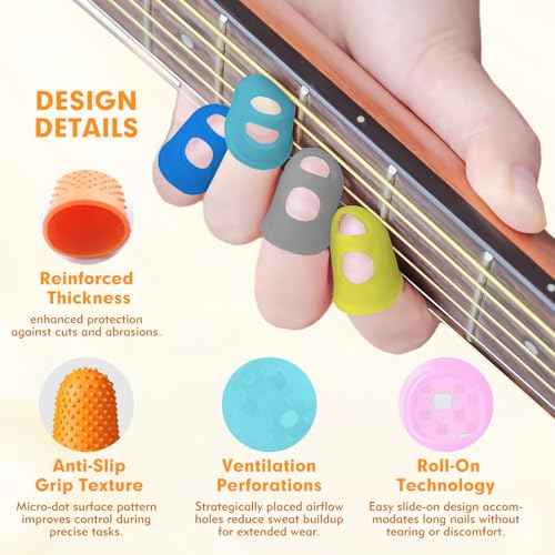 20 Pieces Rubber Thimble - Thimbles for Hand Sewing with Finger Protection, Durable Rubber Finger Tips for Quilting, Knitting, Embroidery, Paperwork & Crafts (5 Sizes)