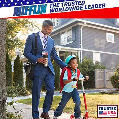 MIFFLIN Lanyard (Black, 3.5x2.25 inch, 250 Pack) with Clear Plastic Horizontal ID Badge Holder, Heavy Duty Name Pouch with Soft, Woven, Neck Lanyards