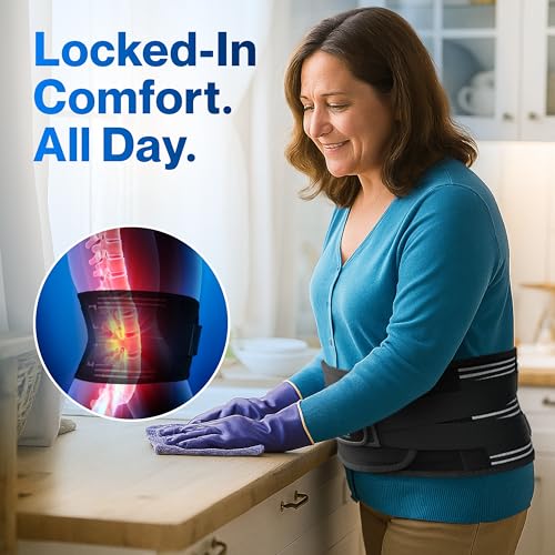 Modvel Back Brace for Lower Back Pain Women and Men – Lumbar Support Belt for Sciatica, Herniated Disc, Muscle Strain – Adjustable Breathable Work Brace with 6 Stays – Support for Posture– Size S