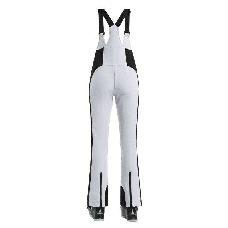 GSOU SNOW Womens Ski Bib Snow Pants Overalls Snowboard Waterproof Windproof Slim Winter Warm High Elasticity White