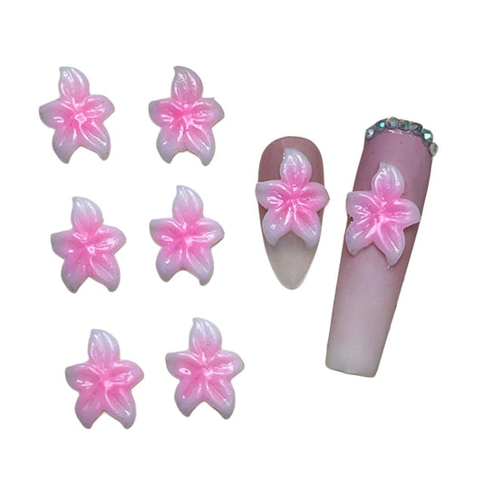 Set 8Pcs Gel 3D Flowers Nails Charms Handmade by Gel, Design For Medium & Long Nail 3D Flower For Nail Art Floral Salon Decor For Women Girls (White+Pink Orchid-Medium 8PCs)
