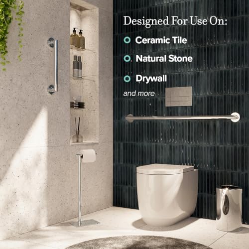 Gatco 966 Glam 36" Grab Bar, Chrome/ADA Compliant Safety Stainless Steel Grab Bar for Bathroom