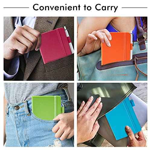 feela Pocket Small Notebooks Bulk, Mini Cute Notepads Hardcover College Ruled Lined Journals with Pen Holder for School Business Memos, with 15 Black Pens, 3.5¡±x 5.5¡±, 15 Pack, A6, Solid Colors