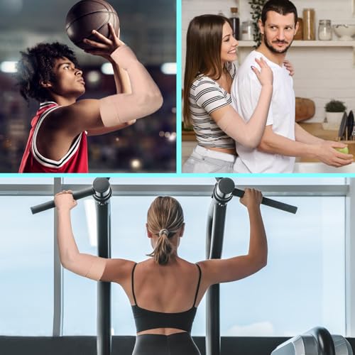 Medical Compression Arm Sleeve with Silicone Dot&Gauntlet for Women Men,20-30 mmHg Graduated Compression Full Arm Support for Edema,Post Surgery Recovery,Swelling,Pain Relief(Medium,Single)
