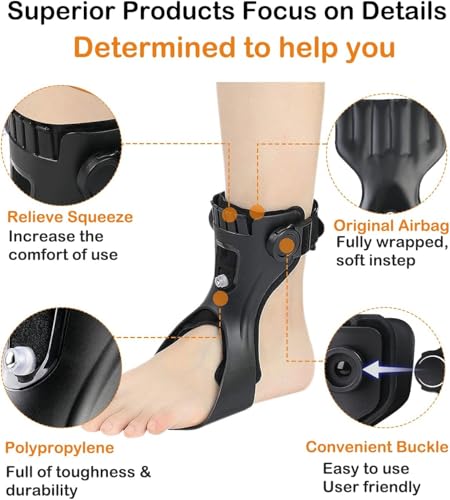 AFO Drop Foot Brace, Upgraded Medical Foot Up Ankle Foot Orthosis Support with Inflatable Airbag for Hemiplegia Stroke Shoes Walking Foot Stabilizer (Right, L)