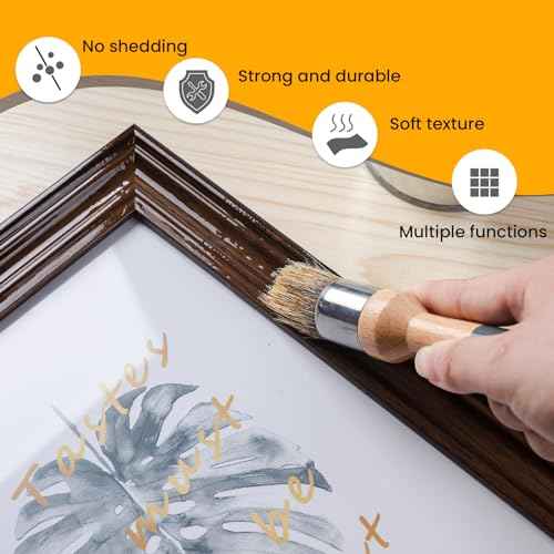Chalk Paint Brush, 2 Pack Wax Brushes and Chalk Paint for Furniture DIY Art Crafts, Natural Bristle Round Oval Brush for All Painting and Waxing