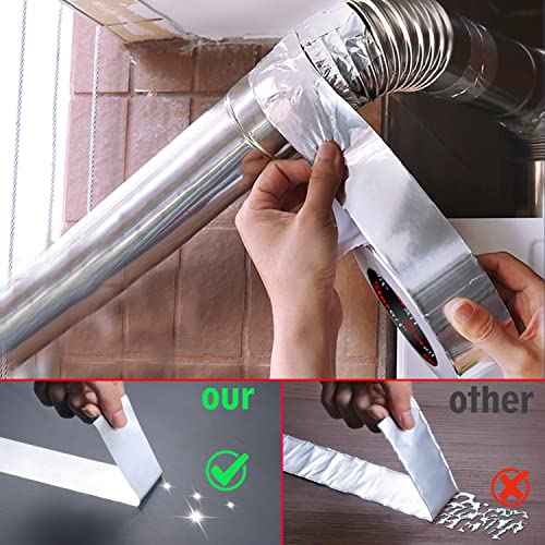 Aluminum Foil Duct Tape Heavy Duty,High Temperature Sealing and Patching,for HVAC,Air Ducts,Metal Repair, Foamboard,Insulation,Dryer Vent and More,2 Inch x 40 Yards,Silver