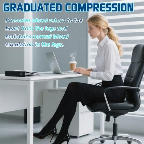 Medical Compression Stockings for Women and Men, 20-30 mmHg Thigh High Compression Socks Women Closed Toe Graduated Compression Socks for Varicose Veins, Edema, DVT, Dot-Top(Black,M)