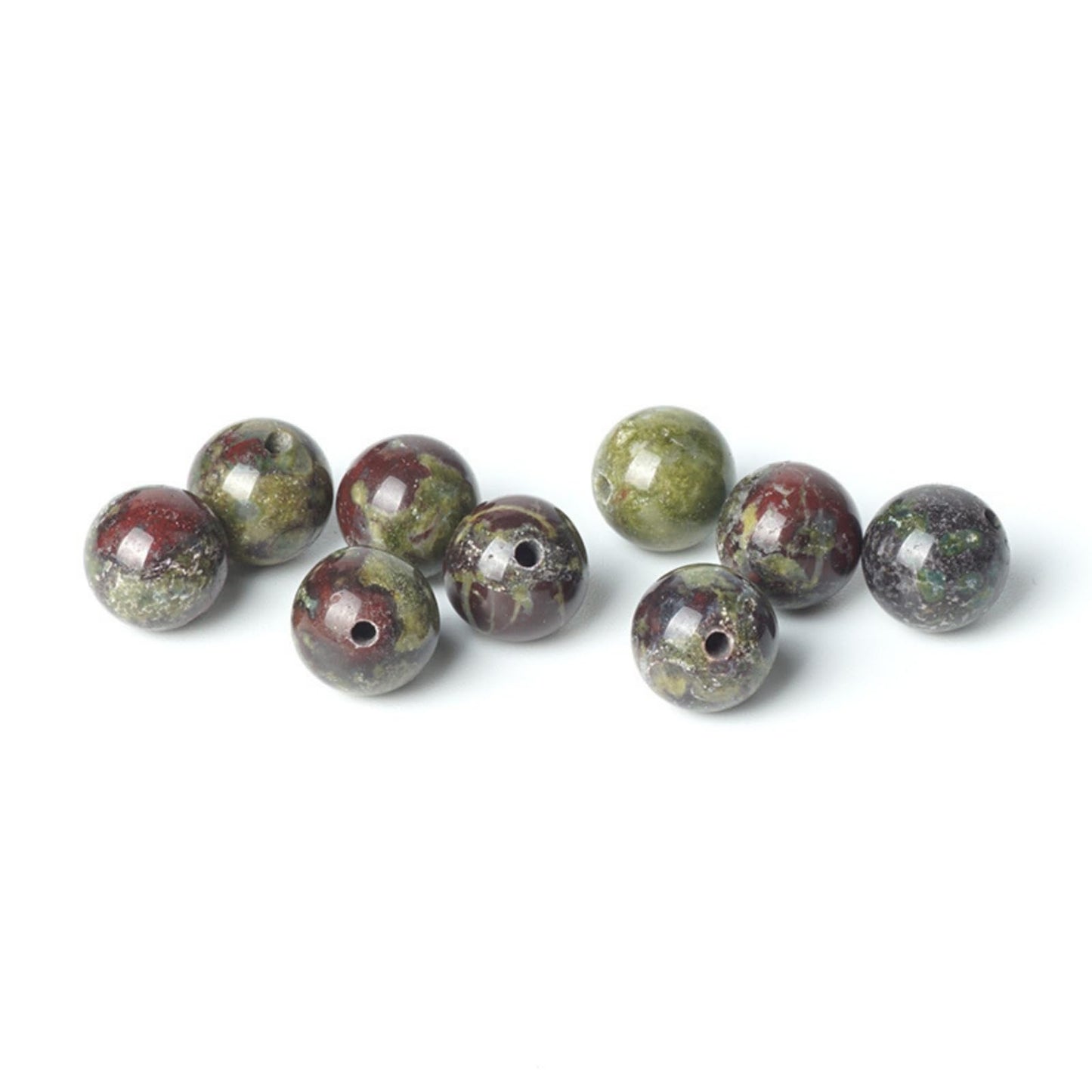 100Pcs Natural Stone 8mm Dragon Bloodstone Round Loose Gemstone Energy Healing Beads Hole Size 1mm DIY Smooth Beads for Bracelet Necklace Earrings Jewelry Making