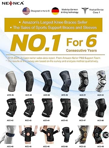 NEENCA Knee Braces for Knee Pain Women & Men -2 Pack Knee Sleeves for Knee Pain Set, Knee Brace Compression Sleeves, Knee Support for Sports, Running, Meniscus Tear, ACL, PCL, Arthritis Pain Relief...