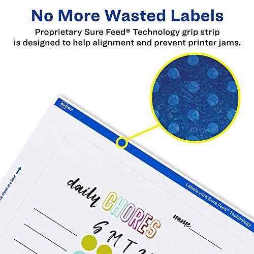 Avery Matte White Rectangle Labels, Sure Feed Technology, 5" x 6", 200 Matte White Printable Labels