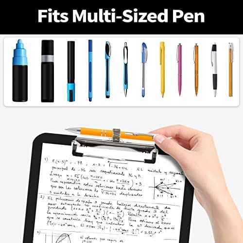 Sooez 2 Pack Plastic Clipboard with Pen Holder, [10% Thicker] Clip Boards 8.5x11 with Low Profile Clip, Cute Nursing Clipboards, Kids Clipboards for School & Drawing, Standard Letter Size/ A4, Black