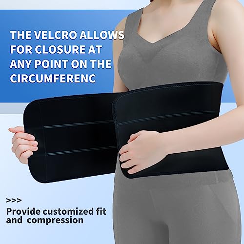 Abdominal Binder Post Surgery Belly Band - Elastic Stomach Wrap Tummy Tuck Compression Belt - Breathable, Soft, Skin-friendly - (30" - 45") 3 Panel - 9" BLACK