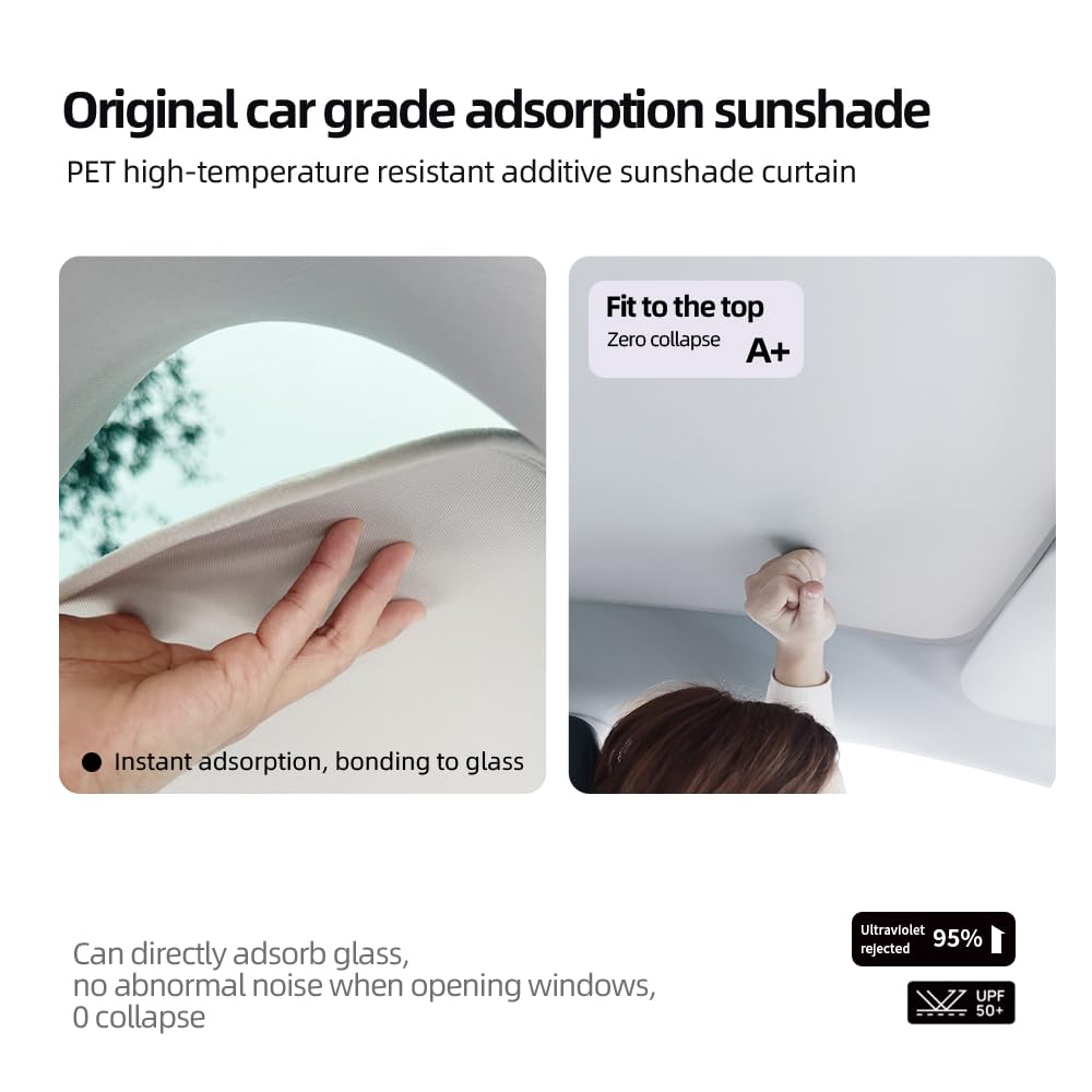 Upgrade Nano-Electrostatic Adsorption Insulation Heat Preservation Sunroof Sunshade Roof Compatible with Toyota RAV4 No Installation Required Zero Collapse (Black, RAV4 2023-present XSE/Limited)