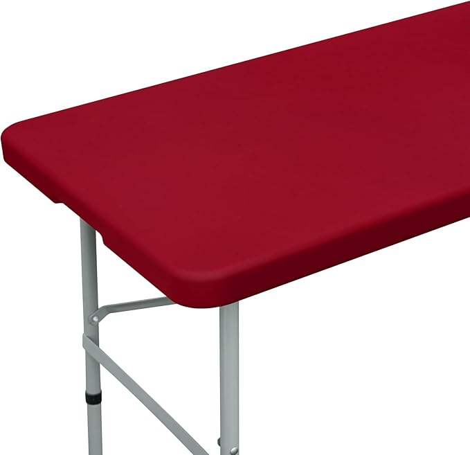 Fitted Rectangle Tablecloth 30 x 72 Inch Elastic Table Cloth for 6ft Table, Stretch Spandex Table Cover Burgundy Washable Polyester Table Top Cap Cover for Dining Picnic Camping Indoor and Outdoor