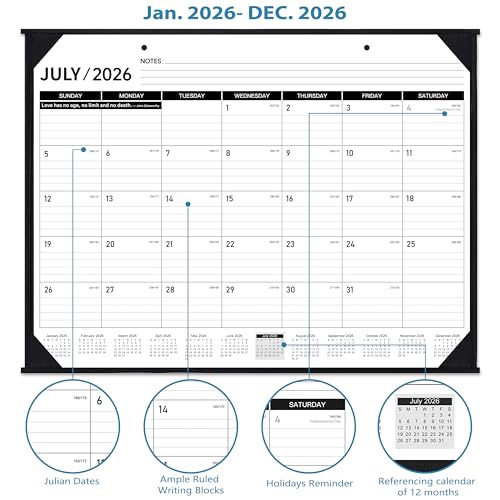 2026 Desk Calendar - JAN. 2026 ? DEC. 2026, 22" x 17", Large Desk Calendar 2026, 12 Monthly Desk/Wall Calendar 2-in-1, Corner Protector, Desk Pad, Large Ruled Blocks