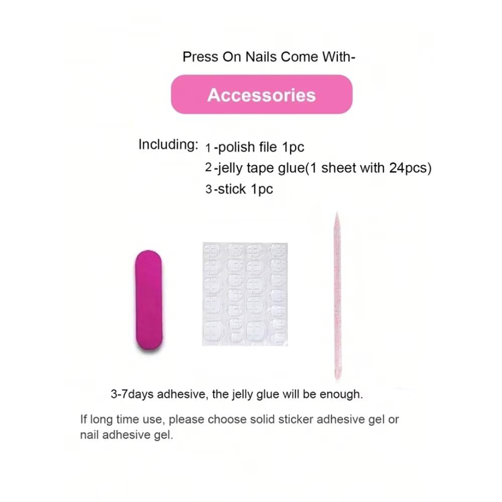 MXYIYANR Press on Nails Square Fake Nails,Spring French Tip False Nails with 3D Design False Fingernails, Glossy Full Cover Stick on Nails for Women Manicure 10 Pcs (S)