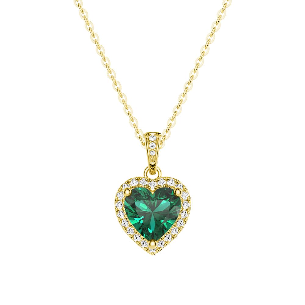 MSBLUE® 1 CT. Emerald Infinity Heart Pendant withs | 14K Yellow Gold Vermeil May Birthstone Necklace | Perfect For Women's Gift & Anniversary