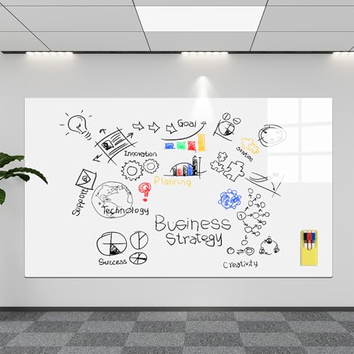 Magnetic Whiteboard Contact Paper 24" x 48" Peel and Stick Dry Erase White Board for Wall Self-Adhesive Decal Wallpaper Sticker for Office, Home, with Marker, Eraser and Magnet