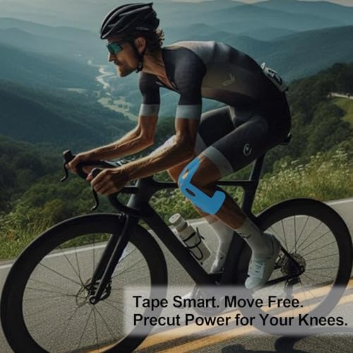 Precut Knee Kinesiology Tape - 12 Pcs Precut Kinesiology Tape for Knees Waterproof Strips Elastic | Breathable Joint Stability Hypoallergenic Latex-Free Tape, Black