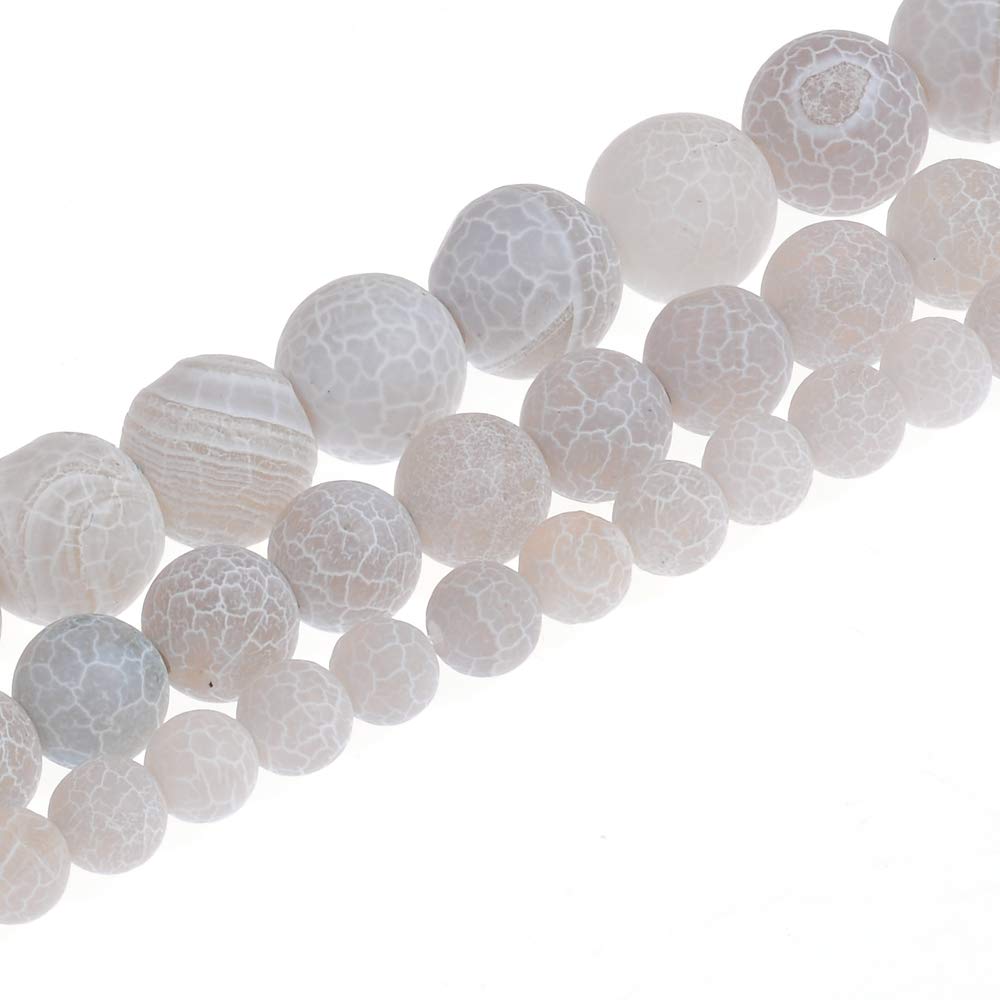 10mm Natural Grey Frosted Agate Gemstone Round Loose Beads Crystal Stone Bracelet Necklace Accessories Crafts for Jewelry Making DIY,1 Strand 15"