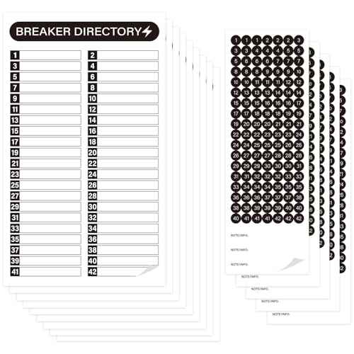 STARLIBOO 16 Sheets Breaker Panel Labels, Electrical Box Sticker Numbers Breaker Panel Labels, Waterproof Durable Self-Adhesive Electrical Stickers- Black