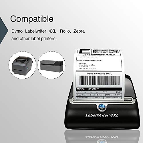 BETCKEY Colored Labels Compatible with Dymo 1744907 (4" x 6") Extra Large Shipping Labels, Compatible for Dymo LabelWriter Thermal 4XL & Zebra Desktop Printers [6 Rolls, Yellow]
