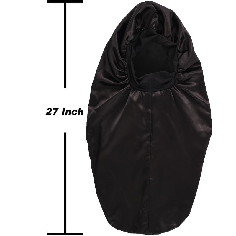 2 Pcs Hair Bonnets for Women Satin, Black Leopard Soft Elastic Band Silky Sleeping Cap Big Bonnets for Women Bonnet for Braids