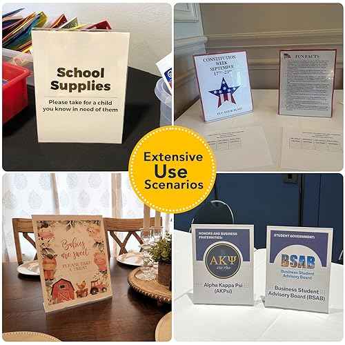 Acrylic Sign Stand Holder - 8.5x11 Inches Plastic Acrylic Literature Holders, 12 Pack Sign Holders Suit for Flyer, Magazine, Pamphlet, Booklet Display