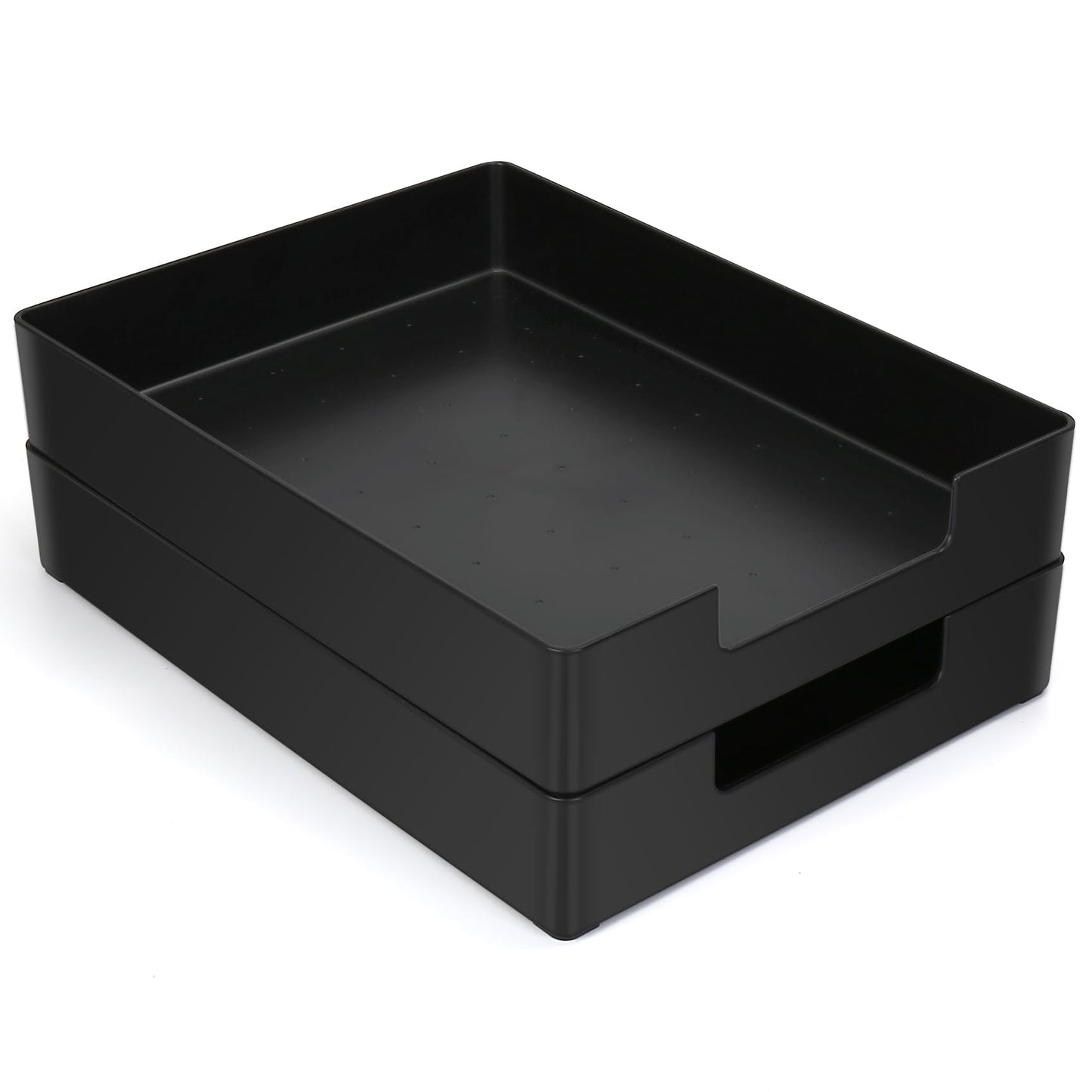EsOfficce Letter-Size Tray, 2PCS Plastic Stackable A4 Paper Tray, Desk Drawer Organizer, Multi-use Large Storage Basket for Office Home Supplies,13 x 9.6 inch