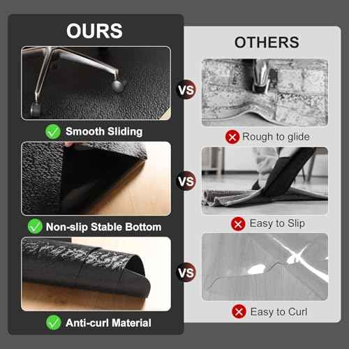 Office Chair Mat for Hardwood Floor, 60"x75" Large Black PVC Computer Desk Chair Mat with Unique Pattern for Gaming, Anti-Slip Floor Protector for Home Office, Rolling Chair