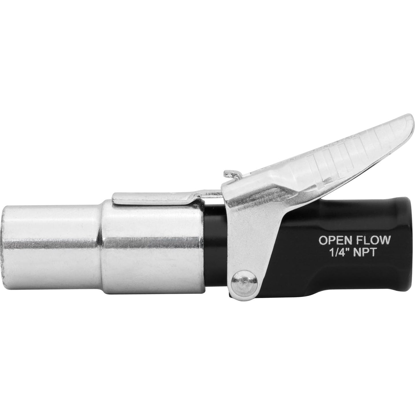 LockNFlate Locking Air Chuck - Six Steel Jaws Lock onto Any tire Valve - Won't Leak or pop Off - Rated to 150 PSI - Open Flow