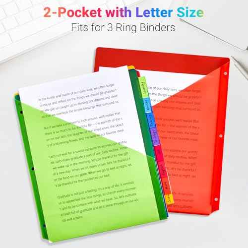 8-Tab Dividers for 3-Ring Binders, 96 Counts 3 Holes Index Dividers with 2 Pockets, Insertable 8 Tabs Binder Divider for 1/2''/1''/2''/3'' inch Binders, 8 Colors (12)