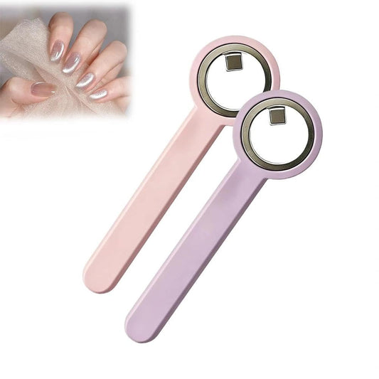 Ring-Shaped Cat Eye Magnet for Nails,Strong 2-in-1 Circle & Y Shape Nail Magnet Tool,Portable Cat Eye Nail Art Tool Wide Beam French Heart Effect for DIY,Beginners & Nails Artists(2pc-B)