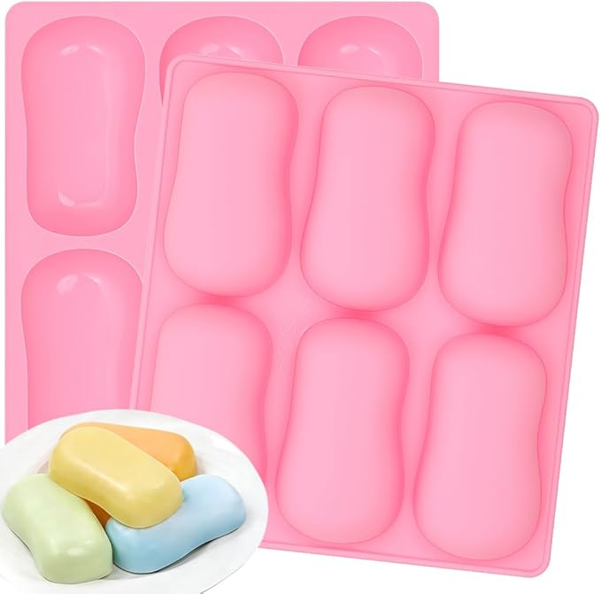 SJ Silicone Soap Molds 2 Packs, DIY Soap Molds for Soap Making, 6 Cavity Mold for Homemade Craft Soap Mold, Bath Bombs