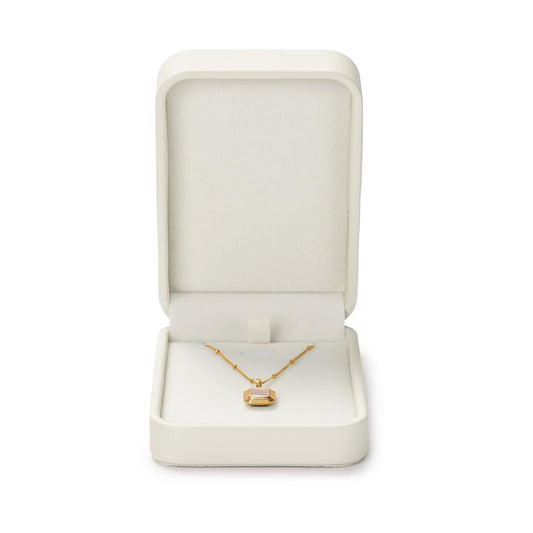 Papten PU Leather Necklace Box Velvet Interior Necklace Gift Box Pendant jewelry Case Display Storage Case for Anniversary Wedding Birthday Mother's Day (White)