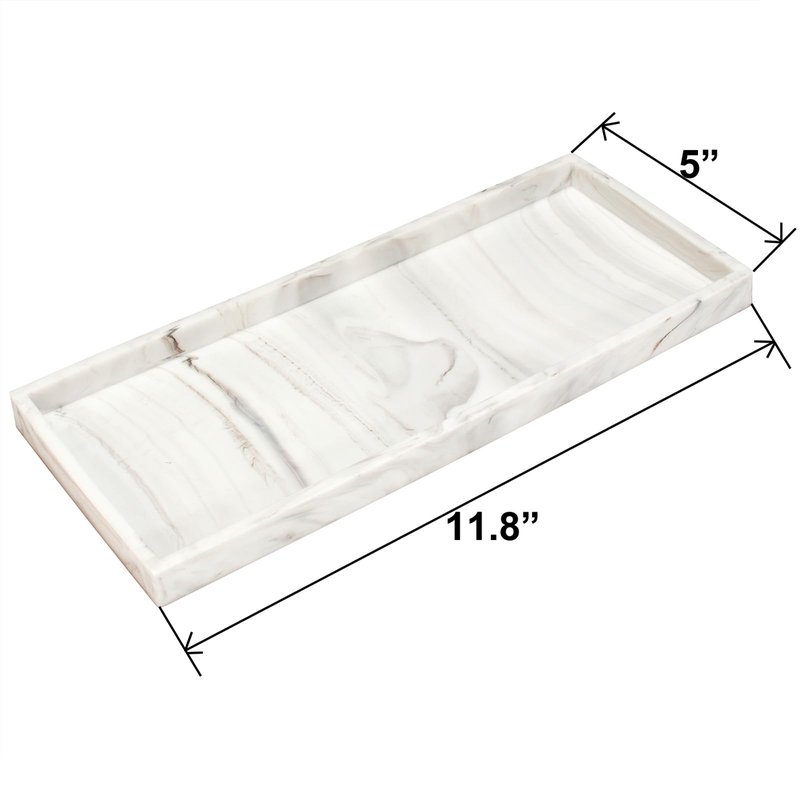 DNC Silicone Bathroom Vanity Tray for Counter, 11.8" Kitchen Sink Soap Tray for Dish Holder Dispenser Countertop Toilet Tank Decor Organizer