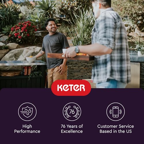 Keter Unity XL Portable Outdoor Table with Stainless Steel Top for Kitchen Prep and Outdoor Storage Cabinet for Grilling Accessories, Dark Grey