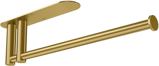 Paper Towel Holder Under Cabinet, 13Inch Self-Adhesive or Wall Paper Towel Holder for Kitchen, Bathroom, RV, Gold