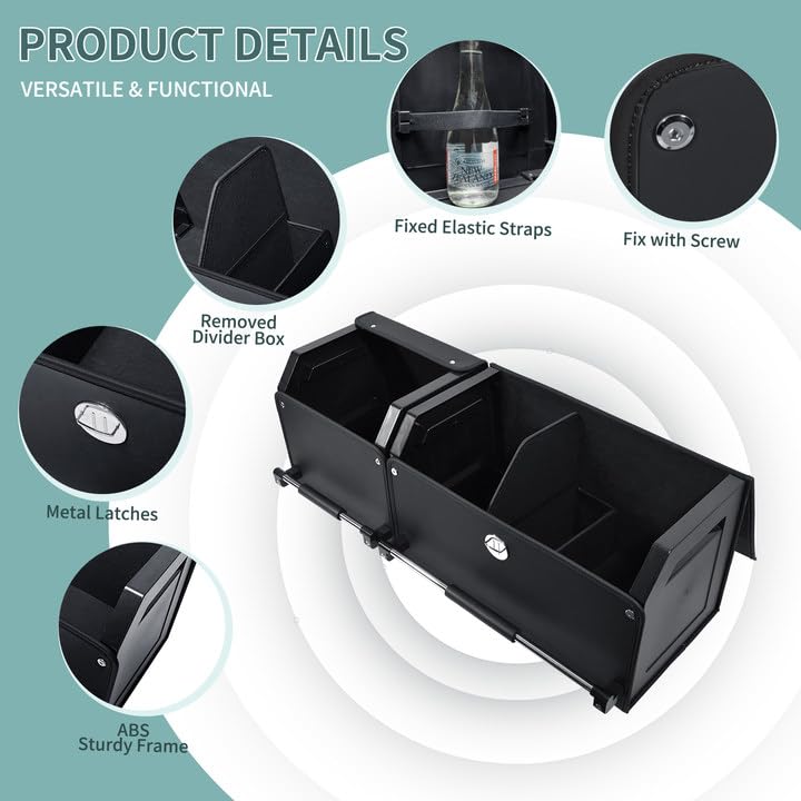 XCF Car Trunk Organizer, Collapsible Leather Car Trunk Storage Organizer with Lid and Sturdy Handle Car Organizer and Storage for SUV, Truck, Sedan (Black, 36.2 x 11.4 x 12.2in)