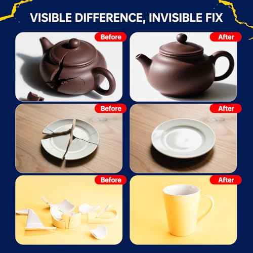 Ceramic Glue, Clear Super Ceramic Glue Repair Kit for Pottery and Porcelain, Food Safe Adhesive for Mug, Waterproof and Heat Resistant, Strong Bonding, Long Lasting, Quick Drying, Easy to Use