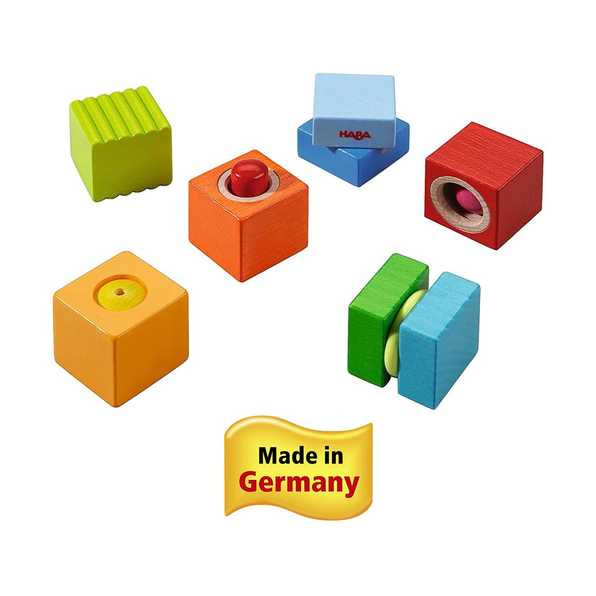 HABA Fun with Sounds Wooden Discovery Blocks for Toddlers with Acoustic Sounds, Toddler Toys for Preschool Learning Activities, (Made in Germany)
