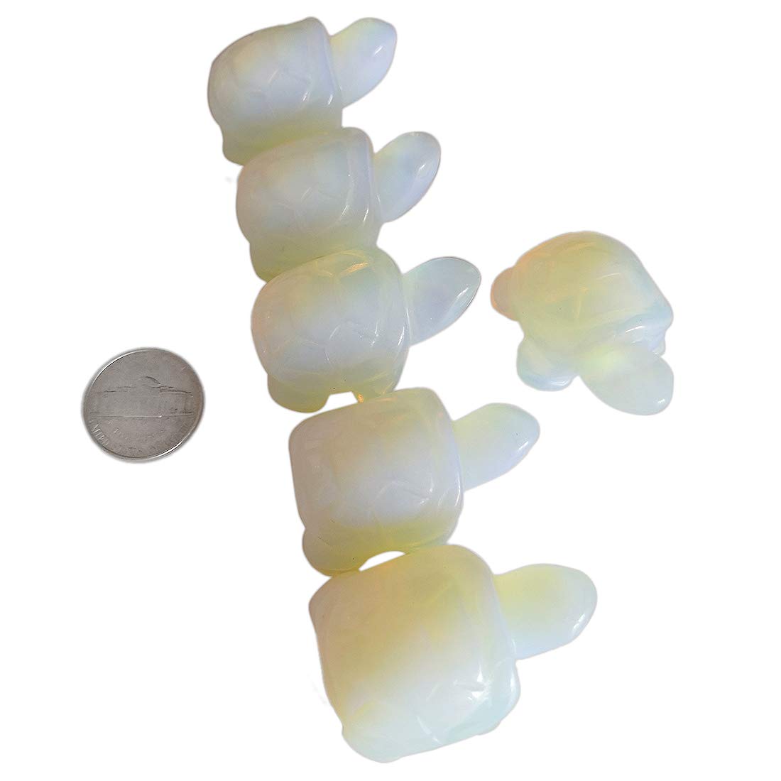 Gemgogo 2 Pcs Natural Opalite Tortoise Pocket Statue Crystals and Healing Stones,1.5 Inches Animal Figurine Room Decor Gemstone